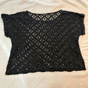 Forever 21 Black Crochet Boxy Crop Top